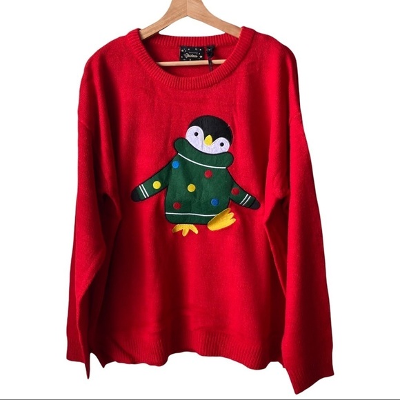 ASOS 🐧(Brave Soul) Plus Size Size US:16 Cute Red christmas Penguin sweat - Picture 1 of 10